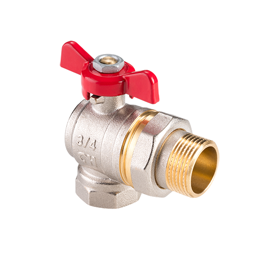 Кран шаровой с американкой угловой полнопроходной AquaHit 3/4" в/н, бабочка