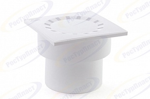 Трап RTP 150х150х110, вертик., решётка пластик, белый, сухой затвор