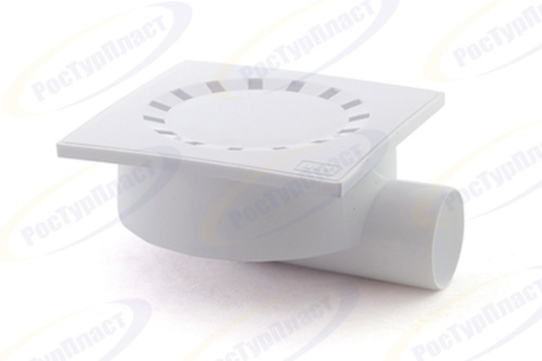 Трап RTP 150х150х50, горизонт., решётка пластик, белый