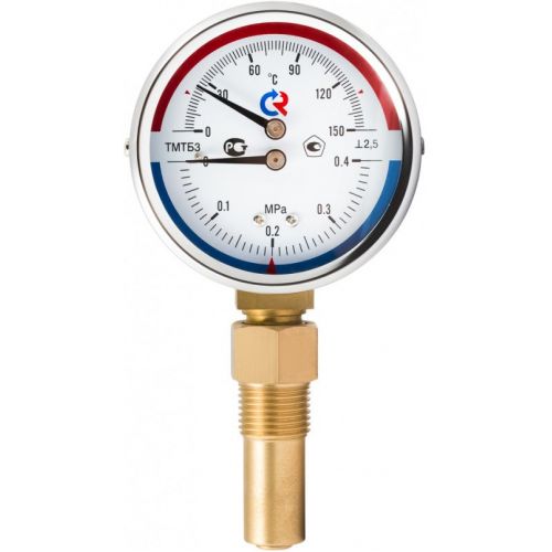 Термоманометр радиальный 80 мм 4 бар 0-120°C 1/2" ТМТБ-31Т.1 РОСМА