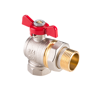 Кран шаровой с американкой угловой полнопроходной AquaHit 1/2" в/н, бабочка