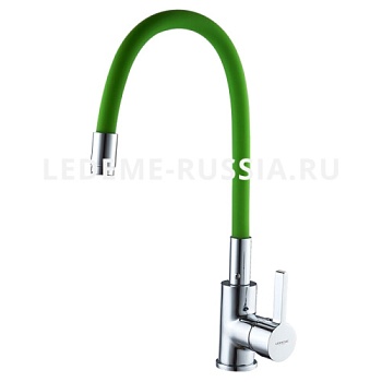 Смеситель кухня L4898-5 гибкий шланг зелёный LEDEME