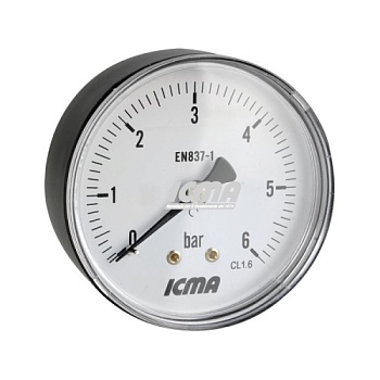 Манометр Dy 63 с задним подключением 1/4" (0-10 Атм) ICMA